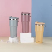 【愛合購】樂美雅手提陶瓷冰鋒杯750ml(撥雲灰)、(見日黃)、(藕玉紫)、