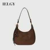 IELGY 女士斜背包 麂皮絨時尚復古磨砂餃子包
