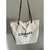 Chanel海外專櫃美妝贈品 大容量杏色帆布袋