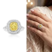 【AURORA 歐羅拉】GIA 一克拉天然黃彩鑽石18K金鑽戒(典雅)