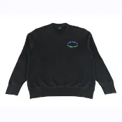 【Paul Smith】PAUL SMITH燙印藍綠字LOGO厚磅有機棉圓領長袖運動衫(男款/黑)