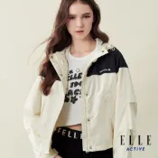 【ELLE ACTIVE】女款 防風防潑水輕量連帽外套-米白色 (EA25A2W6101-91)