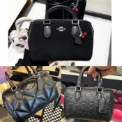 「現貨」COACH美國outlet新款 ROWAN經典C 浮雕壓紋羊皮/mini格菱紋羊皮/復古麂皮櫻桃 枕頭包斜挎包