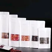 開窗牛皮紙袋 100入加厚白牛皮紙袋  白牛皮紙站立袋  加厚白牛皮紙夾鏈袋 牛皮紙包裝袋   白牛皮紙夾鏈袋
