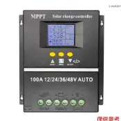 100A MPPT 太陽能充電控制器,適用於 12/24/36/48V 汽車 RV 酸鋰電池 LCD 顯示屏雙 USB 