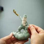 【關公財神像擺件】陶瓷關羽關二爺 家用迷你陶瓷茶寵 線香插香爐 香薰爐 擺飾 關聖帝君 陶瓷香爐 銅香爐