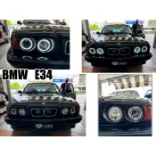 小亞車燈改裝＊全新 寶馬 BMW E34 520 525 530 超亮 光圈 晶鑽 玻璃 魚眼 大燈 頭燈