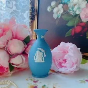 英國製Wedgwood jasper藍色碧玉浮雕希臘神話花瓶花器聖誕節送禮