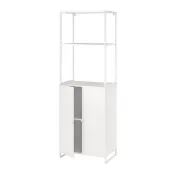 【IKEA 宜家家居】JOSTEIN 層架組附門片，室內/戶外用/白色，61x44x180 公分
