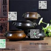 九香緣古玩收藏彷古宣德爐底款陳巧生爐獅首耳銅香爐茄紫皮老包漿