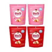 【Glico 格力高】官方直營 Bisco必思可 乳酸菌夾心餅乾 牛奶/草莓-口味任選(6入)*4袋