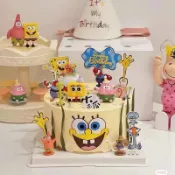 隔日到貨🚛 海綿寶寶蛋糕擺件 生日裝飾 生日插件 兒童派大星章魚哥公仔玩具