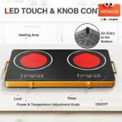 明熙精品屋 【雙頭猛火速熱】電陶爐 電磁爐 電爐 雙頭爐 紅外爐 大功率節能 110V-220V寬電壓 家用商用 爆炒火鍋煎烤