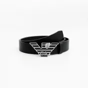 美國百分百【全新真品】EMPORIO ARMANI 皮帶 男款 皮質 GA 腰帶 logo 素面 38mm 黑色 DC35