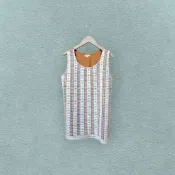 *♡*日牌MUSMUSM/焦糖色/小方塊簍空蕾絲背心/近新/二手《Anna的百寶箱》