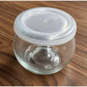 《興富大行》瓶瓶罐罐【玻璃圓球型奶酪瓶150cc+PE杯蓋/一箱96個】星球杯球型瓶球形瓶水果奶酪瓶布丁瓶布丁杯球型杯