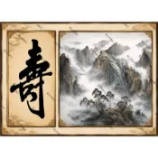 【客製化】佛聯 公媽聯 祖先聯 山水畫 壽字聯 神明廳背景貼 神桌後貼 佛堂背景牆貼 神明彩 觀音彩 風水掛畫 祖先牌位