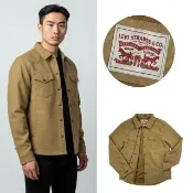 【LEVIS】質感麂皮 LEVIS 男款 工裝外套 無帽外套 夾克 襯衫式外套 防風 騎士風 長袖 大尺碼 外套 @1757HF1