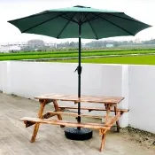 【LOGIS】四尺原木庭園桌椅+傘組(啤酒桌 戶外桌椅 烤肉桌 BBQ 露營桌)