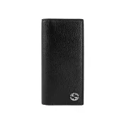 【GUCCI 古馳】金屬縫線雙G Logo 牛皮雙色二折長夾(黑色)