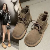 女靴 靴子女 皮靴 厚底靴 短靴 冬天靴子 靴子 真皮馬丁靴女 手工複古女靴 英倫風軟皮軟底短靴 軟底靴子 女鞋 皮鞋 