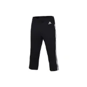 (店+)【adidas 愛迪達】S97105 adidas 運動跑步三條紋加絨七分褲復古運動長褲 女款 黑色