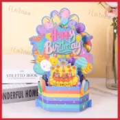 3D立體生日卡片 生日快樂 蛋糕 氣球 裝飾 手寫 創意機關卡片 女生生日禮物 閨蜜 朋友 質感 手作卡片 手工卡片