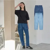 【ERSS】女裝 牛仔褲女 工裝 錐形褲 工裝牛仔褲 深藍【偷偷穿男友褲】【S37049】