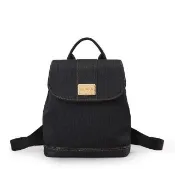 【satana】Denim 丹寧牛仔 磁釦式小後背包 可側背 輕量防潑水 台灣製 SDNN0370 - 丹寧黑