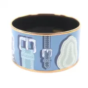 【DOKODEMO】全新未使用商品 □愛馬仕 152591FO4970 HARNAIS DES PRESIDENTS XL ENCRES 琺瑯手環 胸前 藍灰色 粉金色 法國製造 男士