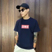 美國百分百【全新真品】EDWIN 愛德恩 短袖 棉質 T恤 休閒 簡約 上衣 logo 短T 深藍 CN93