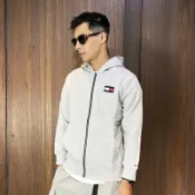 美國百分百【全新真品】Tommy Hilfiger 連帽外套 棉質 刷毛 青年版 TH 外套 logo 灰色 BP26