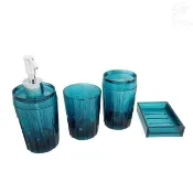 【金德恩】晶鑽壓克力盥洗用具四件組(寢具/傢飾/衛浴/用品/盥洗/肥皂盤/架/置物/漱口/乳液瓶)