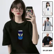 【50%OFF SHOP】日本SUNTORY三得利金麥啤酒  男女款純棉落肩短TEE