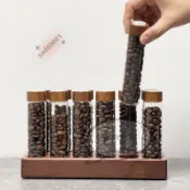 新款咖啡豆分裝瓶 密封試管 咖啡豆分裝試管 單次分裝瓶 密封儲物罐 胡sad00001桃木展示架聞香瓶子咖啡豆分裝瓶試管