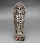 銀聯網日用品生活館 古玩純銅觀音菩薩圣像 送子觀音佛像 白銅佛像觀世音娘娘送子像1入