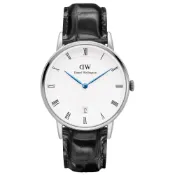 (店+)【Daniel Wellington】Dapper 時尚皮革腕錶-銀框/34mm(DW00100117)