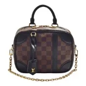 LV  N50063 經典Damier Ebene棋盤格紋帆布拉鍊手提/斜背包(棕色)