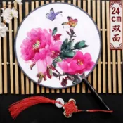 🔥臺灣熱銷🔥古風團扇雙面古典旗袍舞蹈宮扇圓扇子漢服表 演出道具 女扇風夏流蘇VX27