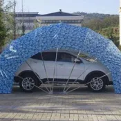 移動車棚家用戶外半自動汽車遮陽棚停車位防曬雨折曡車篷簡易車庫