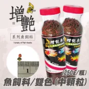 【悠游增艷魚飼料/雙色(中顆粒)-250g】花羅漢 金魚 中型魚 中顆粒 觀賞魚飼料 公園魚 半浮飼料 魚飼料 台灣製