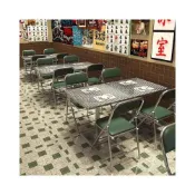 (店+)小紅書衕款 爆款熱銷 港式風茶餐廳桌椅組閤小喫奶茶店冰室複古燒烤吧商用不銹鋼折疊椅 NVJR