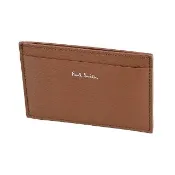 【Paul Smith】PAUL SMITH燙印銀字LOGO牛皮3卡開口式卡片夾(男款/棕x褐x綠)