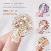 台灣出貨🔥指尖百寶屋💅美甲飾品夏絮亮片粗細混合閃粉小亮片星星不規則六角指甲大亮片