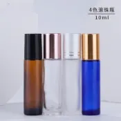 【嘉儀瓶瓶罐罐】16牙10ml5ml 5入現貨 透明茶色藍色滾珠瓶走珠瓶香水瓶 新款防掉黑托鋼珠玻璃滾珠