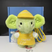 優趣甄選☆可愛公主裙大象絨毛玩具布娃娃趴趴大象睡覺抱枕關節小象挂件綠色小象包包配飾貓咪兒童安撫玩偶生日交換禮物