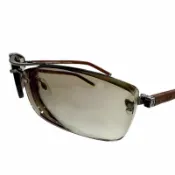 【DOKODEMO】成色極佳 ▼ CHROME HEARTS AMPED 皮革 925 雙梁漸變鏡片眼鏡太陽眼鏡 槍灰色ブラウン鏡片：ブラウン近視鏡 配有眼鏡盒 法國製造 男士