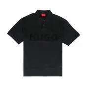 HUGO BOSS 純棉字母LOGO OVERSIZED短袖POLO衫(男款/黑)