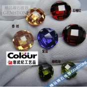 協貿國際日用品生活2館 DIY格子面香檳金橄欖綠紫蘭雙龜面圓形鋯石裸石吊墜項鏈配石寶石