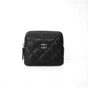 優買二手精品｜超新香奈兒‼️ CHANEL AP2061 黑色荔枝皮金釦拉鍊吐司卡包｜ 零錢包 錢包 名片包